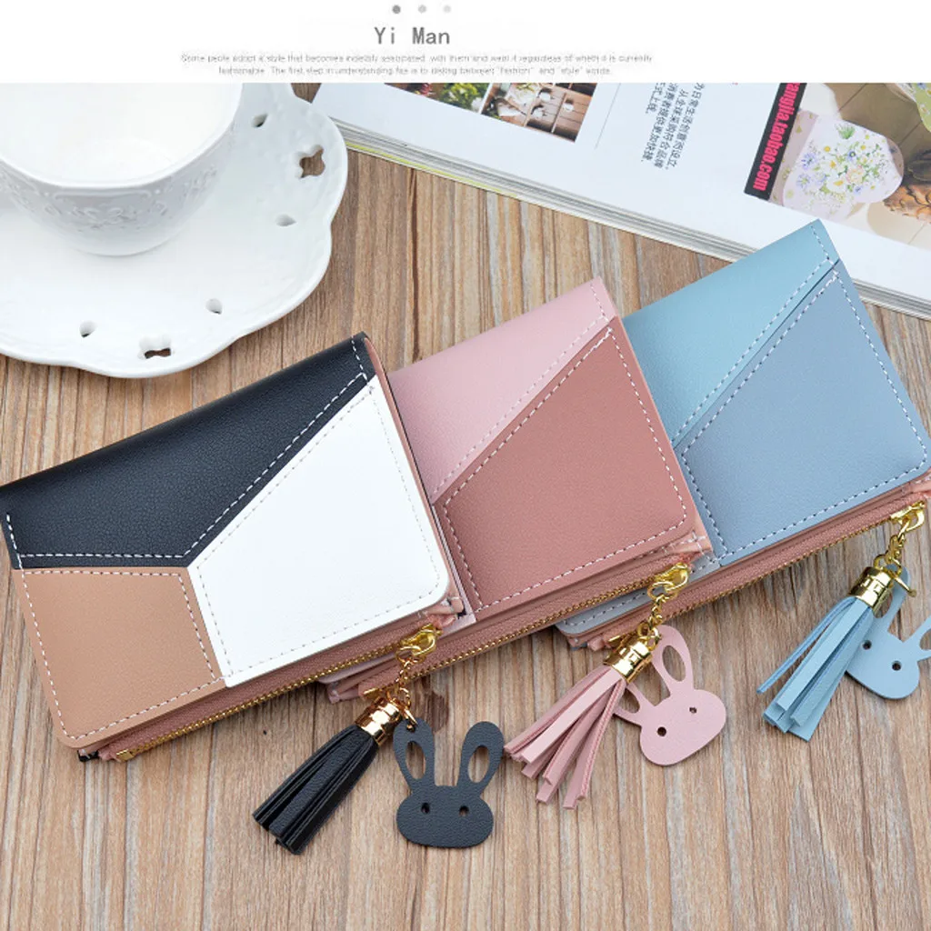 Новое поступление кошелек короткие Для женщин кошельки кошелек на молнии модные женские ботинки в стиле пэтчворк панелями мешок изменения Мода кошельки Держатель для карт# YL5