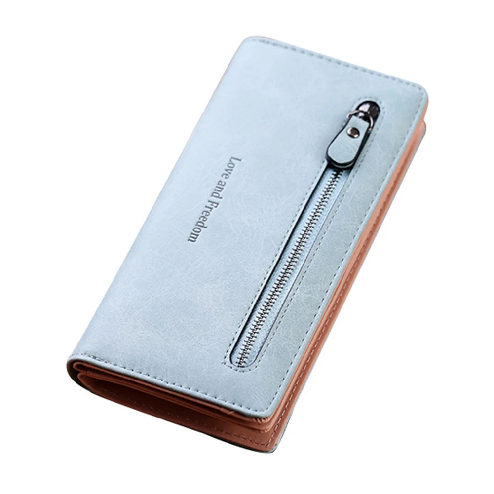 

Fashion PU Leather Gift Two Fold Zipper Large Capacity Coin Long Card Holder Money Women Wallet