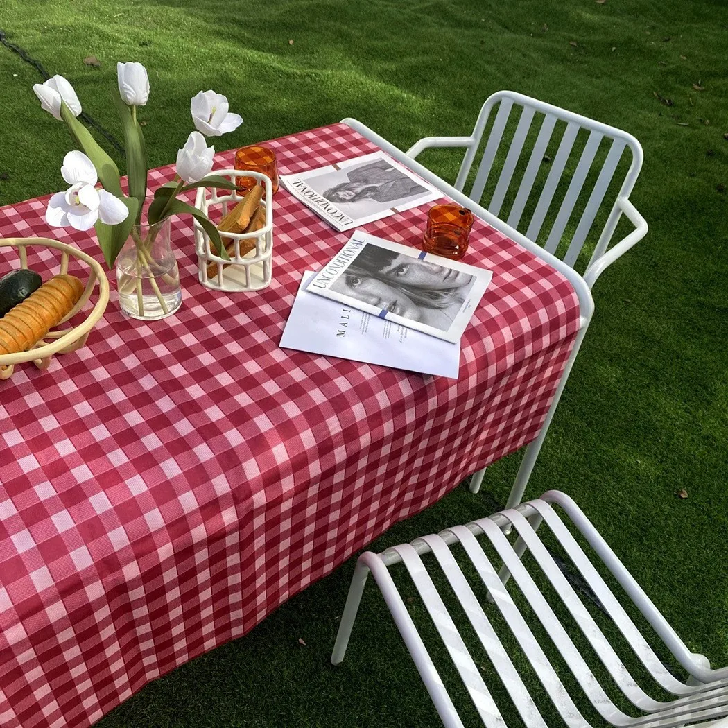 

Table Cloth Blogger Photography Tablecloth Plaid Desk Background Cloth Coffee Wedding Decoration Room Round Picnic Mat