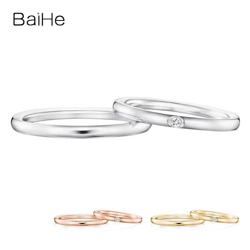 

Кольцо BAIHE из настоящего белого золота 18 карат с натуральным бриллиантом H/SI, свадебное кольцо для женщин и мужчин, модные ювелирные украшени...