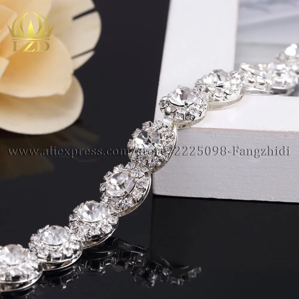 FZD оптовая продажа 30 ярдов 11 мм стразы кружка цепи серебряные аппликации дизайны