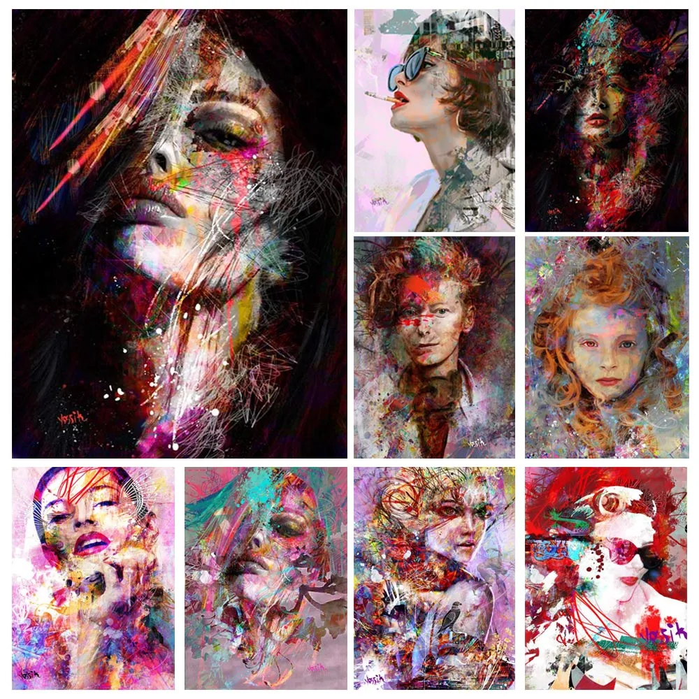 

Modern fashion graffiti art printing canvas painting abstract figure poster office living room corridor home decoration mural