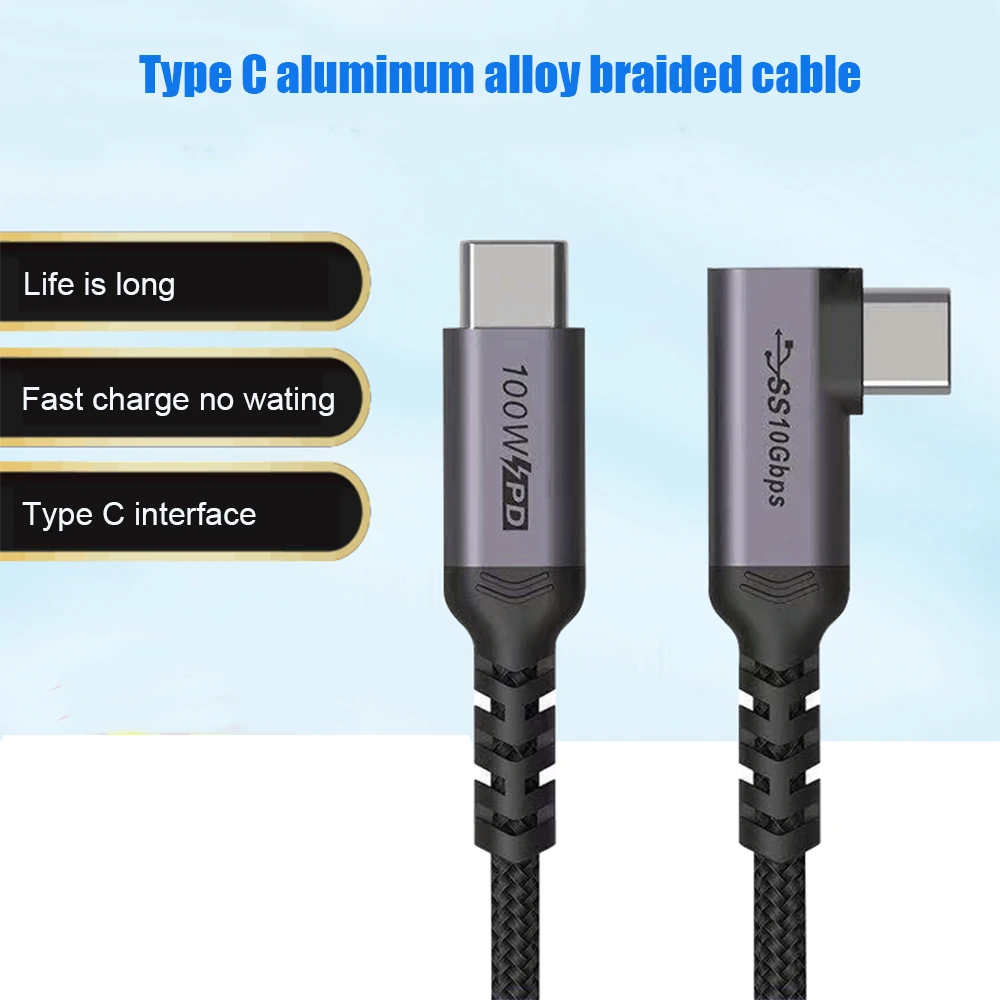 Кабель USB TYPE C 3 1 Gen2 90 градусов 100 Вт 20 В/5 А кабель быстрой зарядки PD 4K @ 60 Гц 10 Гбит/с