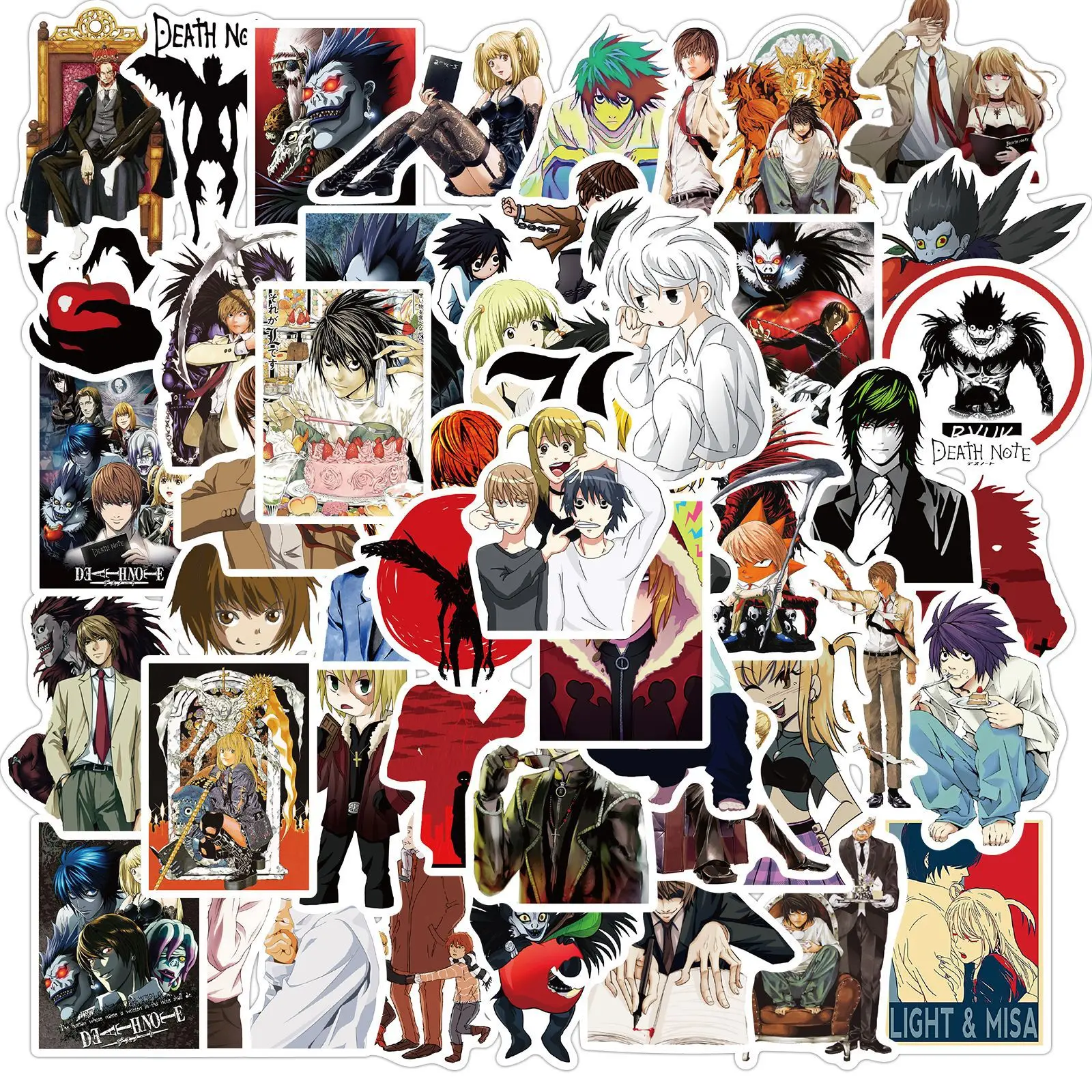DEATH NOTE-pegatinas japonesas de Anime para ordenador port&aacute;til, casco de monopat&iacute;n para motocicleta, Juguetes DIY, grafiti, 10/30/50 Uds.-3