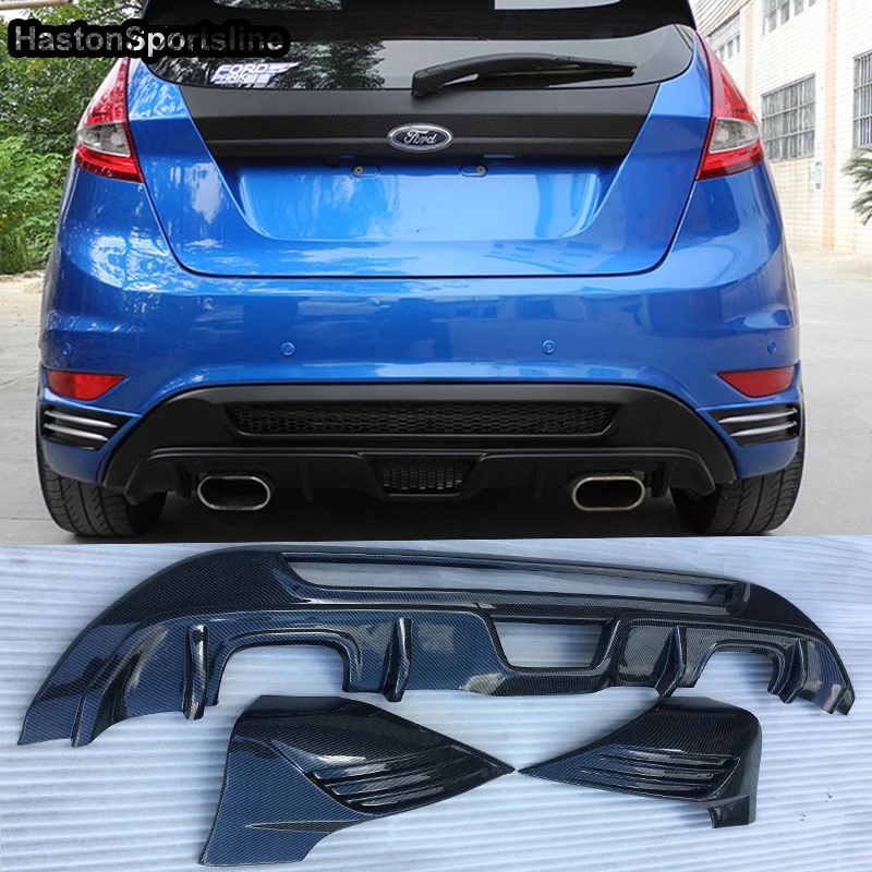 Передник диффузора заднего бампера из углеродного волокна для Ford Fiesta MK7 ABS 2008 ~