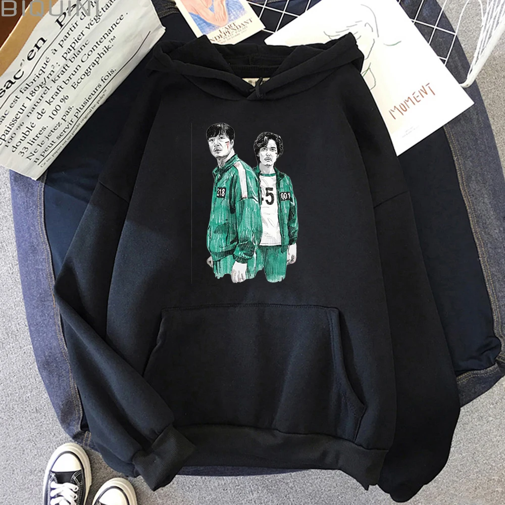 

Кальмар игра 456 Толстовка костюм Lizhengzai печать 오징징임 임 456 Harajuku Свитшот женский унисекс 001 повседневный уличный пуловер
