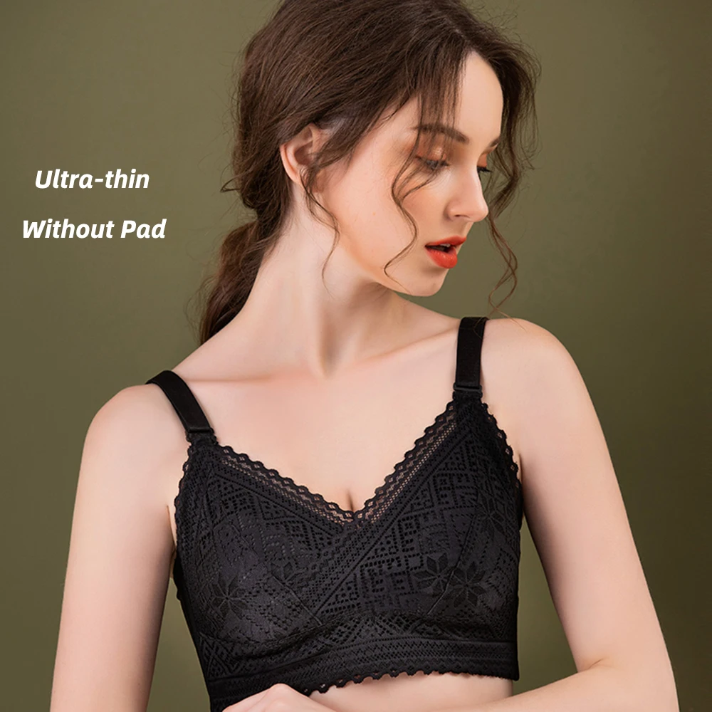 

Summer Ultra Thin Bra Soft Sexy Lace Wireless Minimizer Bralette Breathable Lingerie 34-42 B C Cup Women Underwear