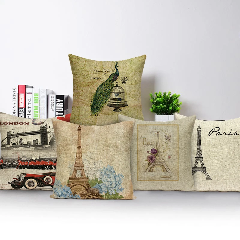 Квадратные наволочки для подушек украшение дома с изображением Парижа Эйфелевой