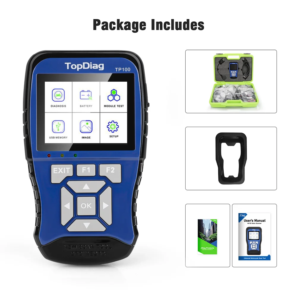 

TopDiag TP100 Motorcycle Diagnosis Voltage Test Battery Analyzer OBD2 Scanner Cranking System Diagnosis Tool For AEON/BENELLI