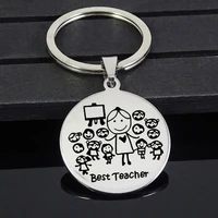 fashion engraved keyring thanks for teacher keychain custom name gift for teacher party new jewelry accessories 2 6cmx6cm