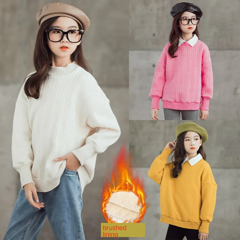 

Autumn and Winter 2020 New Fashion Big Kids Korean Version of Loose Children's Clothing Children Plus Velvet Thick Warm Sweater