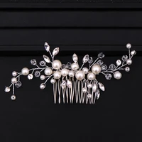 hot sale silver color tiara hair combs for women bride cheap pearl crystal headpiece wedding hair accessories bridal jewelry