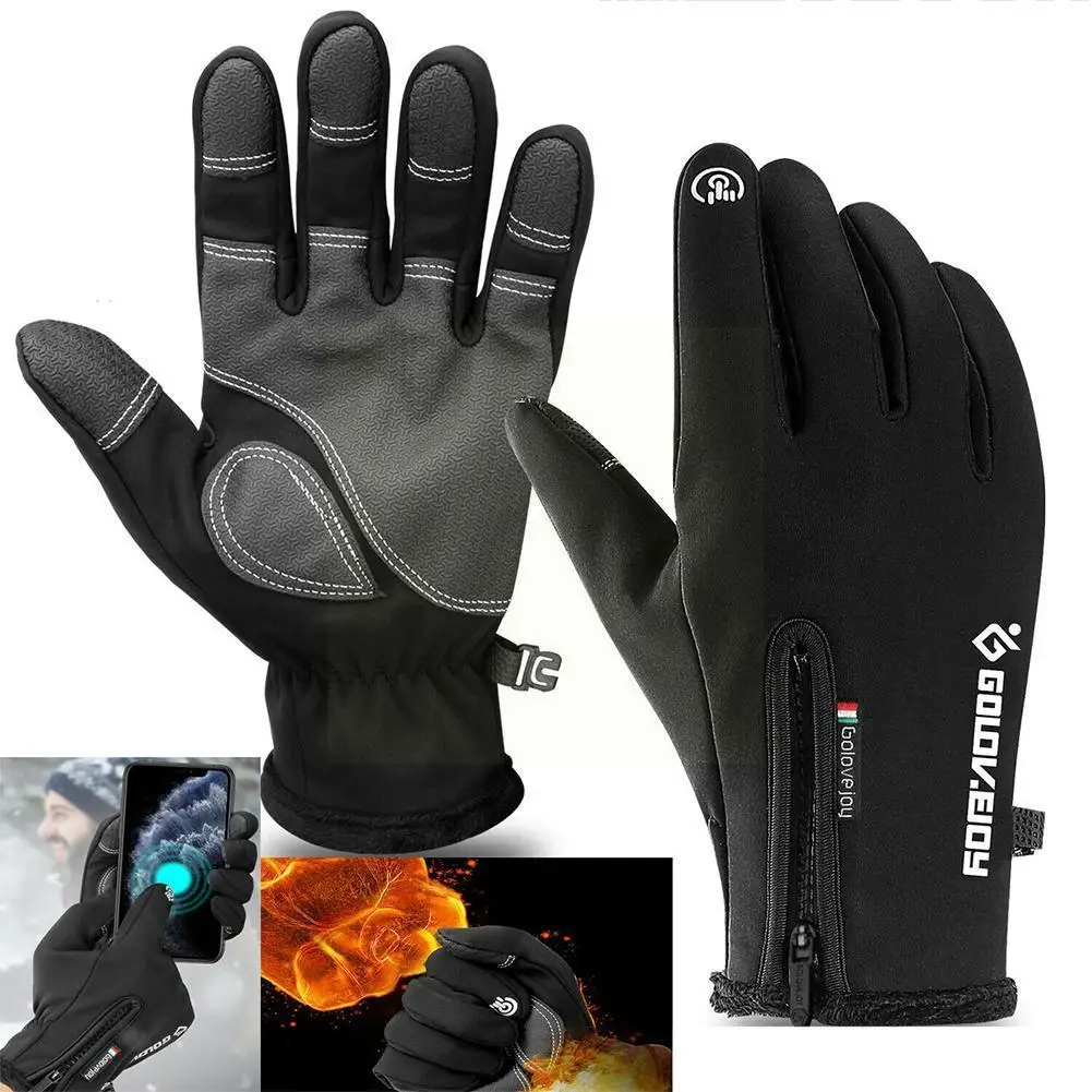 

Motorcycle Gloves Moto Gloves Winter Thermal Fleece Gloves Non-slip Screen Winter Lined Riding Motorbike Resistant Wa J5E9