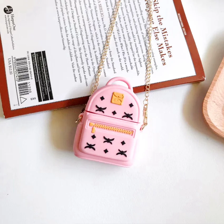 Роскошный модный мини-рюкзак для AirPods 1/2 защитный чехол силиконовый мягкий чехол для беспроводной bluetooth-гарнитуры Комплект женский чехол