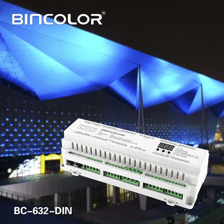 Φ/BC 624 DIN 24/32/40CH DMX512/8 бит/16 бит Входная фотография RJ45 подключсветодиодный