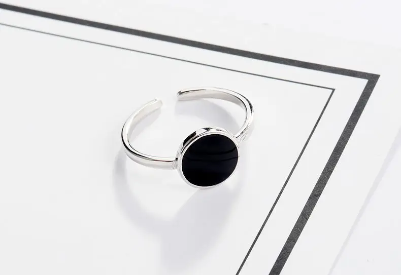 

Bohemian Vintage 925 Sterling Silver Large Black Rings for Women Wedding Jewelry Adjustable Antique Rings Anillos