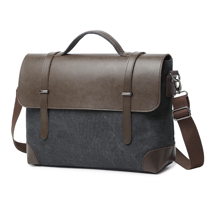 15 дюймов сумка холщовая кожаная через плечо мужская коричневая винтажная