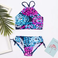 2021 new girls swimsuit water drop printed childrens bikini multicolor printed split swimsuit set outdoor water sports
