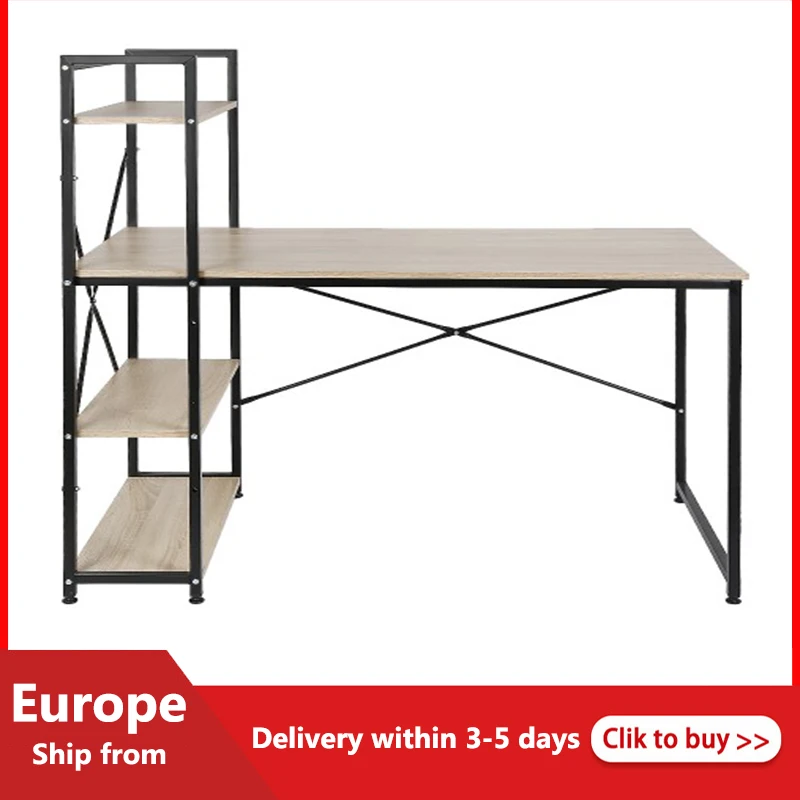 

Modern Office Desk Computer Table Laptop Study Table With Bookshelf Metal Steel Frame Home Office PC Laptop Workstation HWC