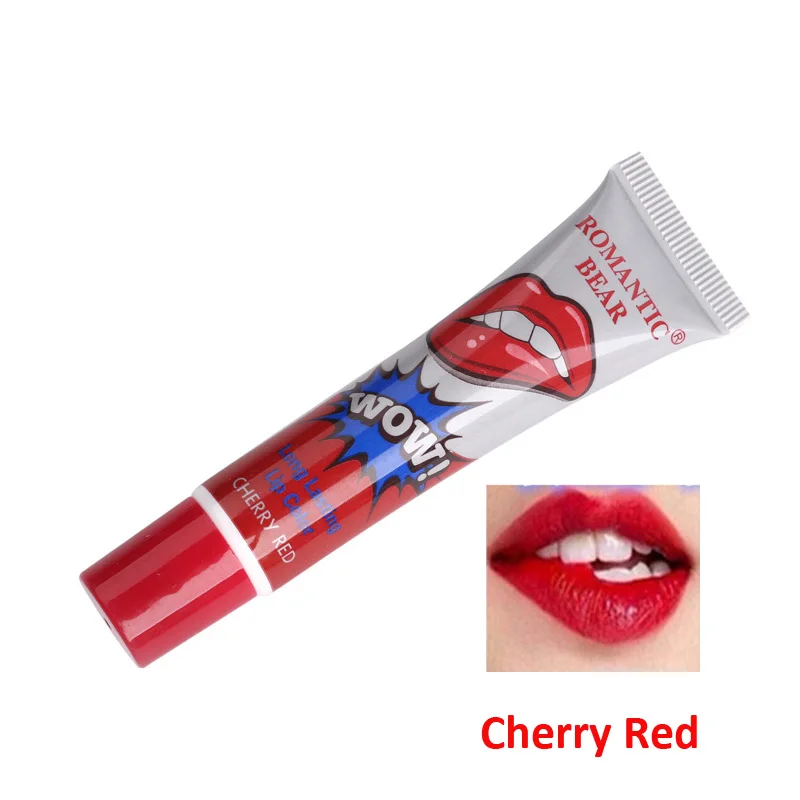 Cherry Red Романтический медведь 6 цветов пилинг для губ волшебный матовый сексуальный красный макияж стойкий блеск для губ красота Wow жидкая губная помада - Цвет: Cherry Red