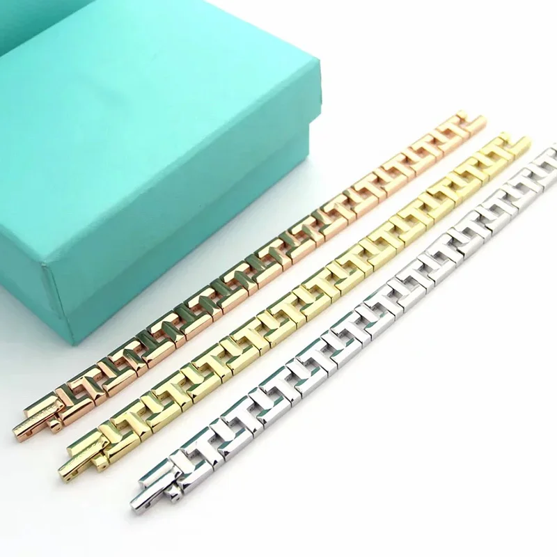 

Original 1:1LOGO TIF Hollow Tank Interval T-Bracelet Popular High Quality Luxury Jewelry Fashion Brand Women Free Shipping