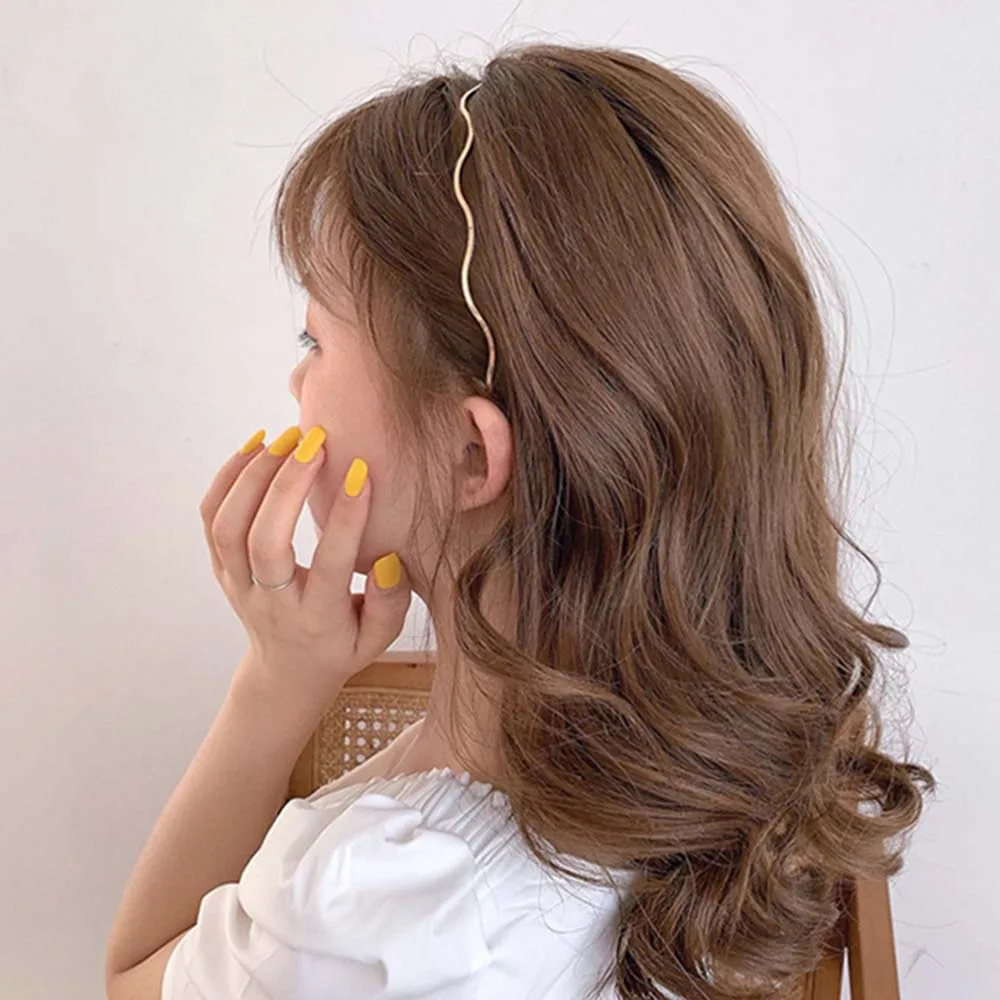 МЕТАЛЛИЧЕСКАЯ ВОЛНА изгиб с головными повязками Новая мода Женская Тонкая