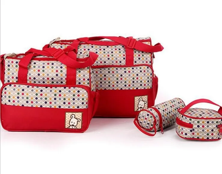 Red 41*30*15 см, 5 шт., сумка для детских подгузников, костюмы для мамы, держатель для детской бутылочки, для мамы, для мамы, для коляски, для беременных, сумки для подгузников, модные комплекты - Цвет: Red