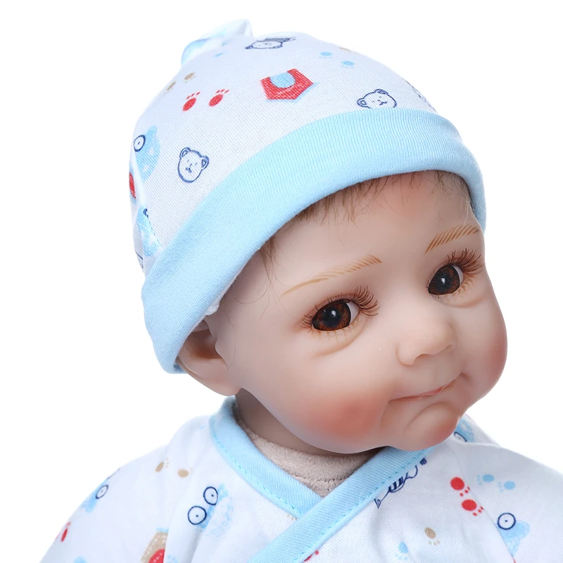 NPK 49 см очень милая Кукла Новорожденный мальчик в синем платье с одеялом