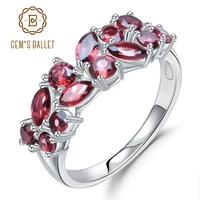 gems ballet 925 sterling silver rose gold plated wedding band 2 47ct natural red garnet gemstone rings for women fine jewelry
