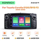 Автомагнитола, 4 Гб 64 ДСП, 2 Din, Android 11, DVD-плеер для Toyota Corolla E120, BYD F3 2000, 2003, 2004, 2005, 2006, мультимедийная навигация