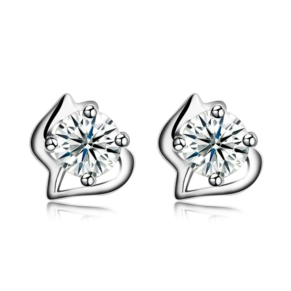 

SILVERHOO Geometric 925 Sterling Silver Stud Earrings For Women 5A Clear Cubic Zirconia Wedding Earring Fine Jewelry New Listing
