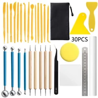 30 sets pottery tools clay figurine kedao rub mud platen acrylic rods drill pen tweezers measuring ruler sculpting clay tools