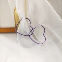 bohemian lavender purple love heart circle hoop earrings sweet cute simple geometric dangle earrings for women jewelry 788