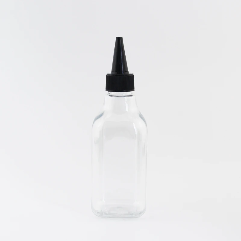 Jooray 200 мл заостренный рот пластиковые контейнеры для косметики E-Liquid квадратная пластиковая бутылка с белой прозрачной черной крышкой 200cc емкость 30 шт - Цвет: Clear Bottle Black