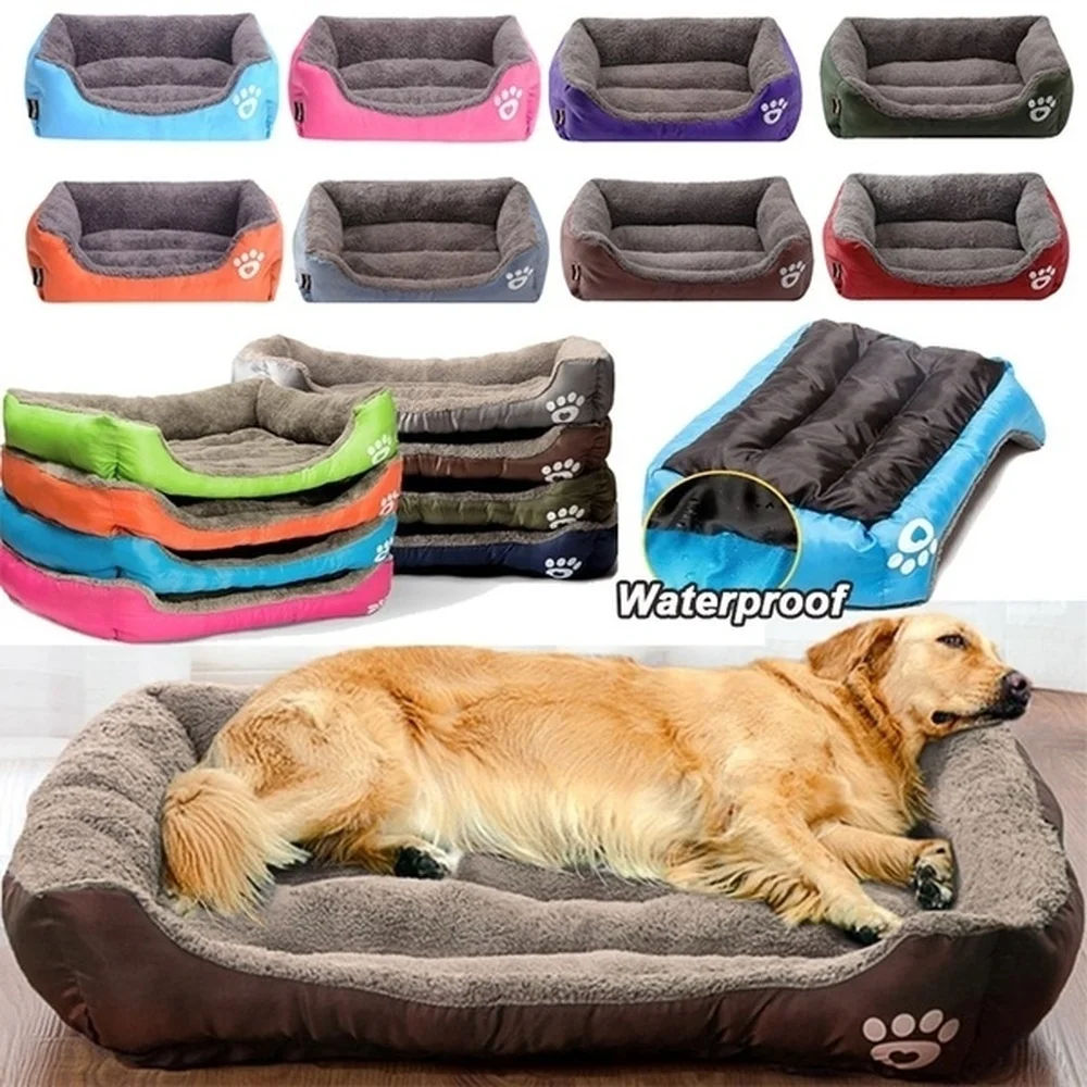 

(S-3XL) большая кровать для домашних животных, кошек и собак, 8 цветов, теплый уютный домик для собак, мягкая флисовая корзина для собак, водонеп...