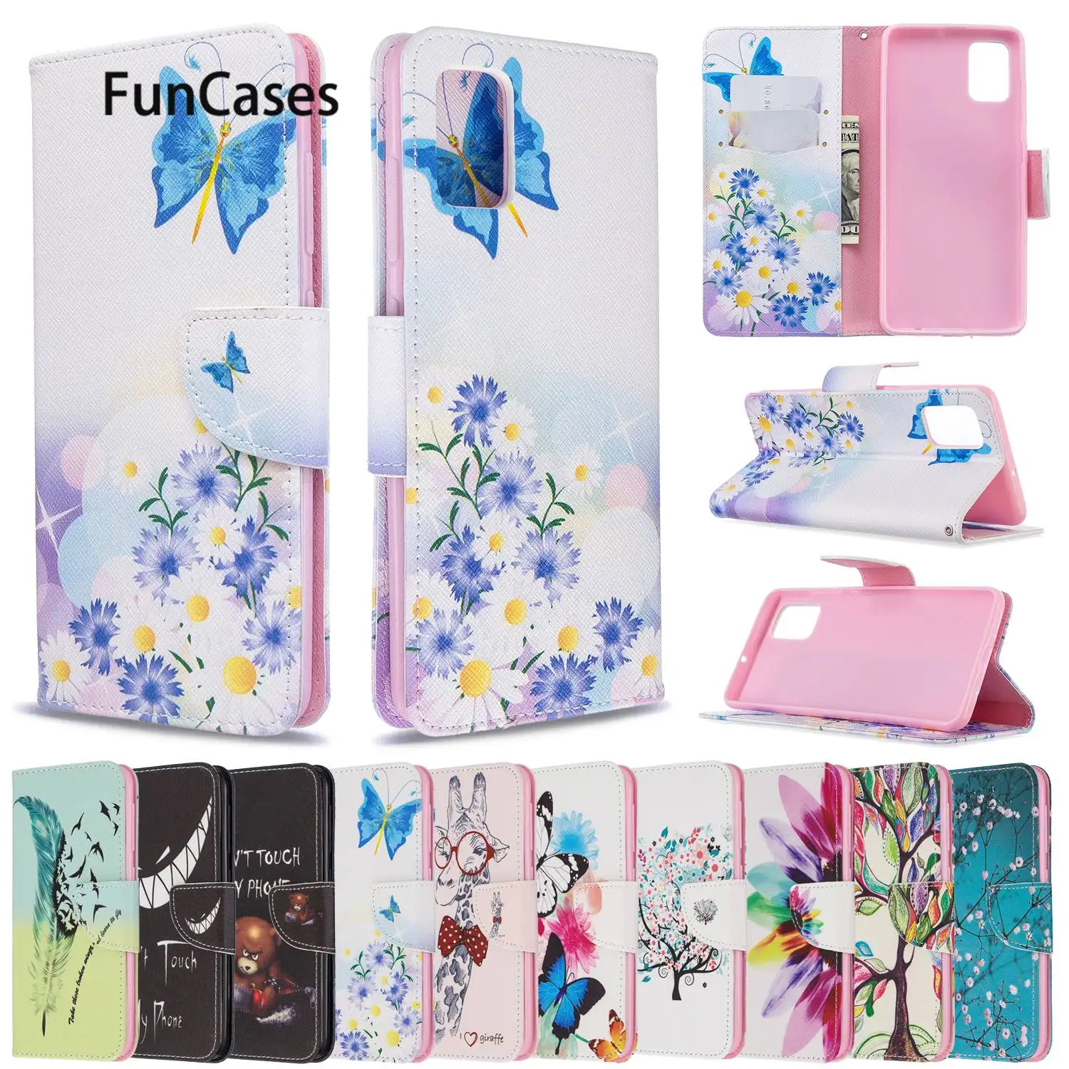 Чехол для мобильного телефона Butterflys s сотовых телефонов samsung A51 флип чехол carcaso A20S