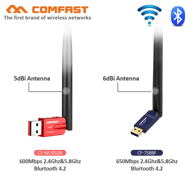 5 ГГц беспроводной usb Wifi адаптер 600 Мбит/с Двухдиапазонная Антенна Бесплатный драйвер Bluetooth 4,2 адаптер Сетевая карта WPS wifi приемник ключ