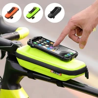 bicycle mobile phone bag front beam upper tube bag with rotating mobile phone holder eva hard shell bag bicycle accessories