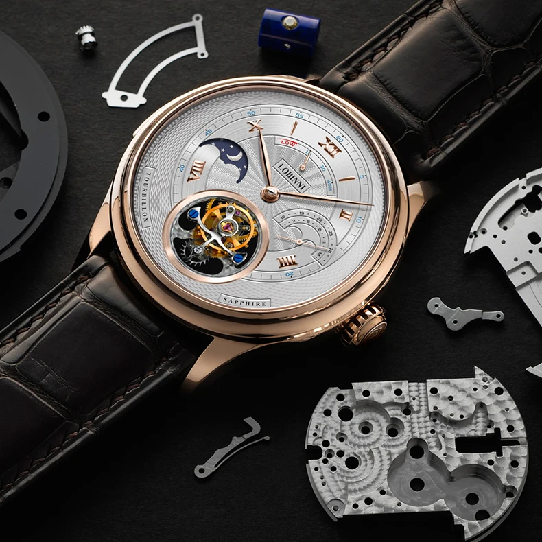 Часы из турбийона для мужчин мужские автоматические наручные часы LOBINNI человек