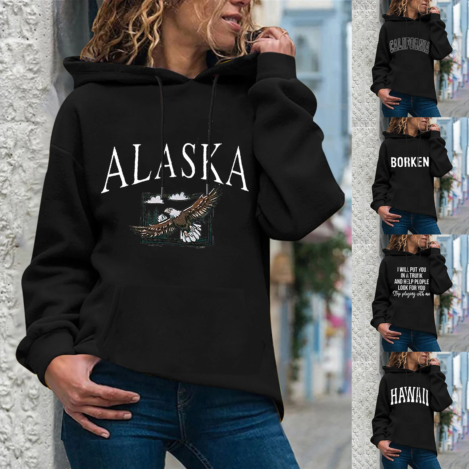 

Женская модная повседневная веселая новогодняя толстовка с капюшоном, свободный спортивный пуловер, женский топ с капюшоном и надписью