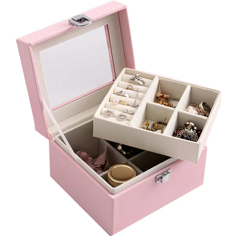 Маленькая портативная шкатулка для ювелирных изделий стеклянная коробка