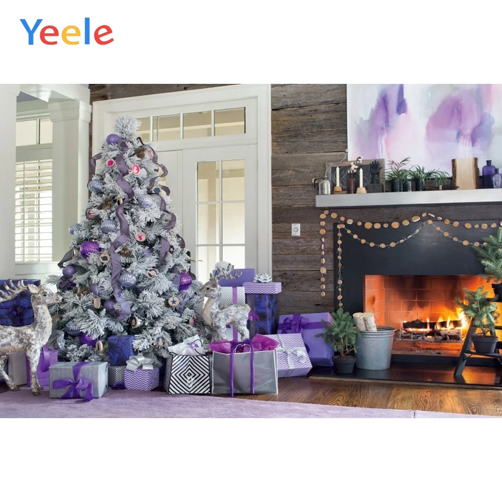 

Christmas Tree Fireplace Room Window Gifts Interior Backdrop Photography Background For Photo Studio Vinyl Photophone Photozone