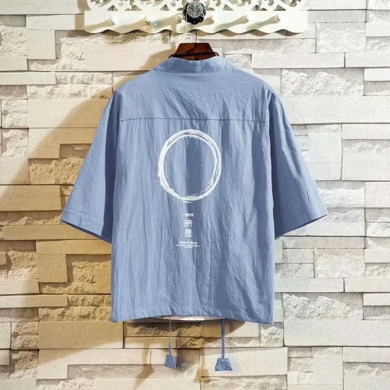 Летняя кардиган-кимоно японская одежда халаты Мужская хаори рубашка самурайский