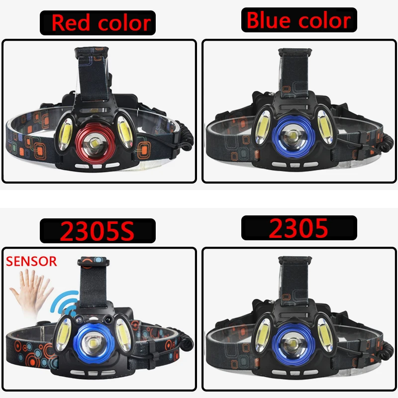Светодиодный налобный фонарь Головной XM-L T6 &amp 2 * Cob наружный для кемпинга Zoom