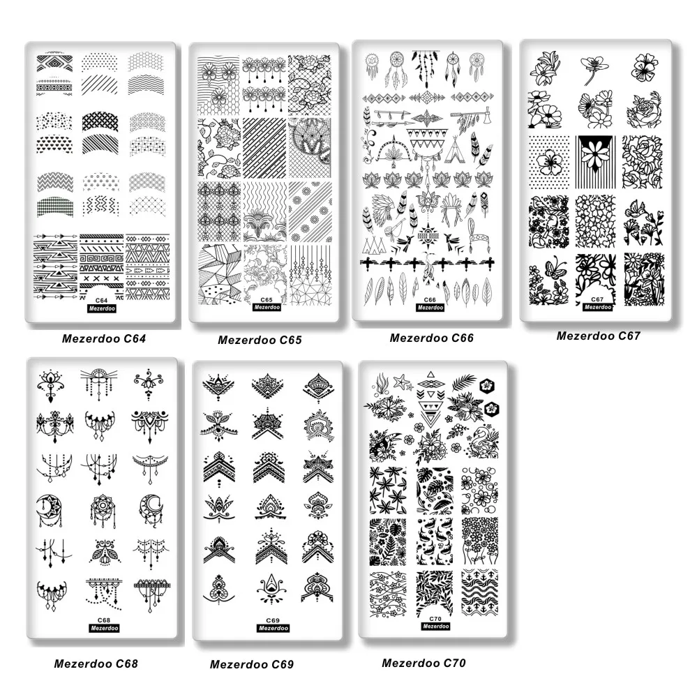 7 шт. трафареты для стемпинга ногтей с цветочным узором|Шаблоны дизайна ногтей| |