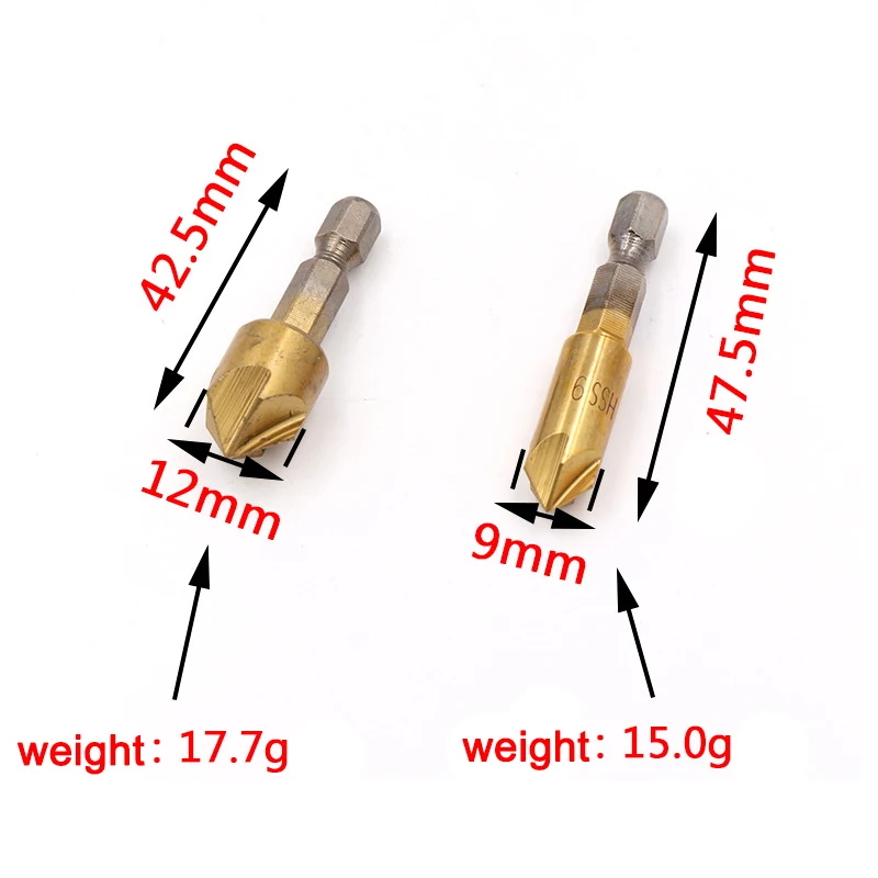 6 шт. сверло с зенковкой дерево обратный конус отверстие 1/4 &quot шестигранный