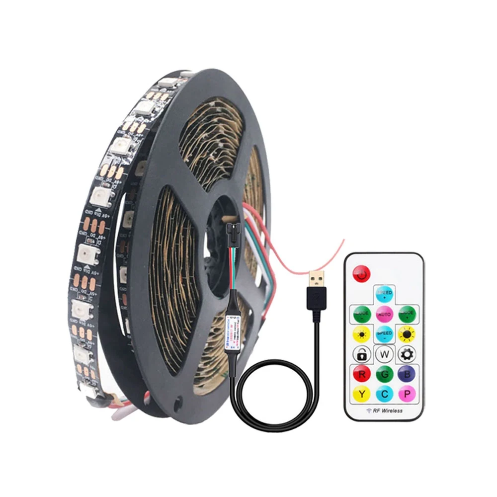 1 5 м USB RGB WS2812B Светодиодная лента Адресуемая Пиксельная 3/14/17key SP110E контроллер для