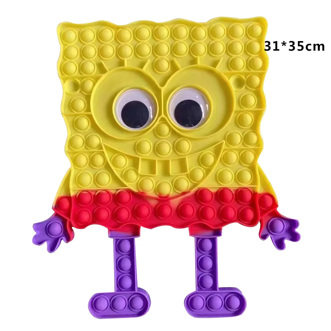 

Pop it 35Cm Sponge Yellow Minions Large-Size Fidget Toys Bob Push Bubble Anime Kawaii Square Antistress Children Sensory Game