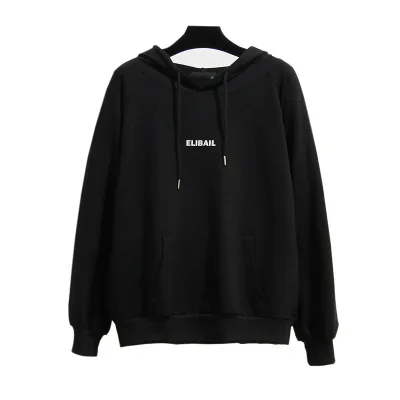 

2021 new fashion T-shirt solid color round neck pullover sweater women loose cotton hooded sweater