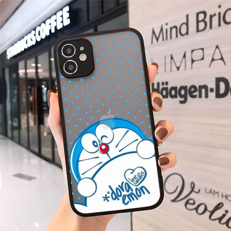 

Doraemon Cartoon robot Phone Cases Matte Transparent for iPhone 7 8 11 12 s mini pro X XS XR MAX Plus cover funda
